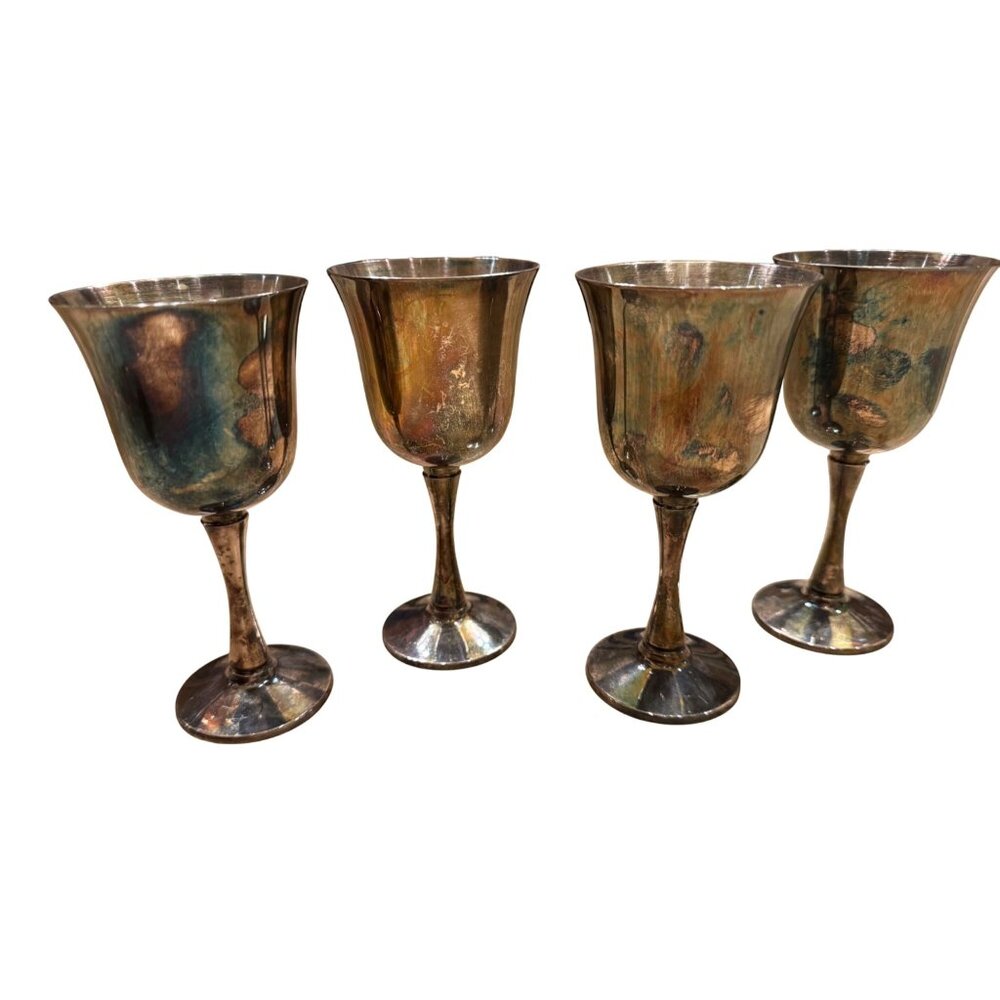 Set Of 4 Vintage Salem Silver-Plated Goblets